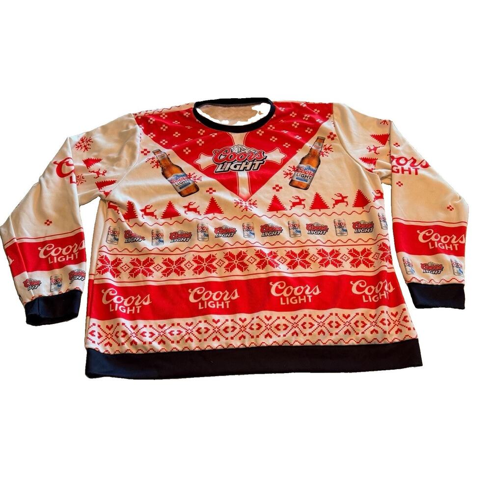 Coors Light Ugly Christmas Sweater 3XL Jesus In My Heart Beer Holiday 3D